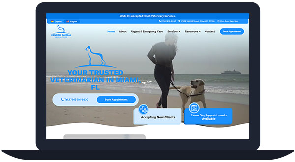 kendall animal medical center website screenshot