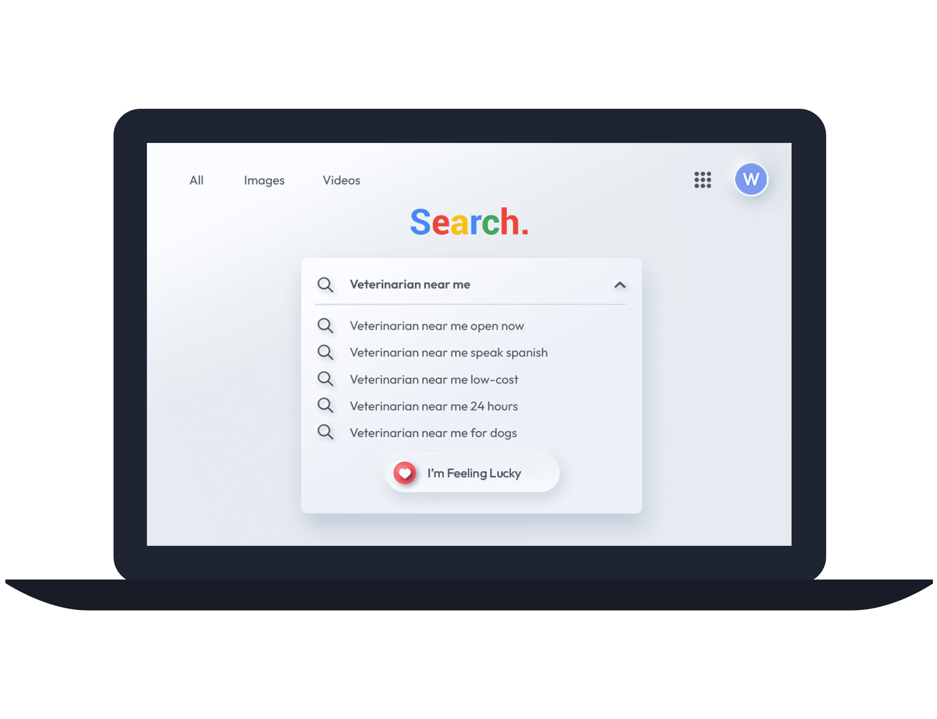 laptop google search bar interface