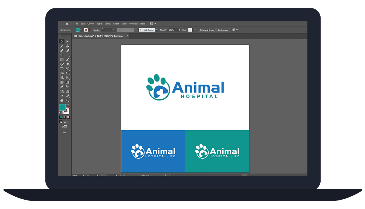 laptop ai and psd animal hospital screenshot