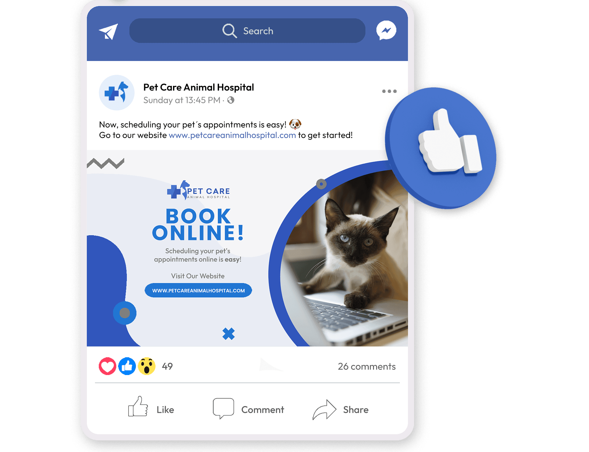 pet care animal hospital facebook post screenshot